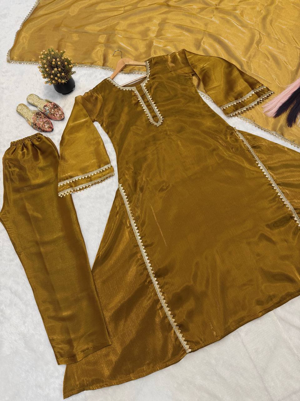 The Majestic Mustard Lustrous Gala Ensemble